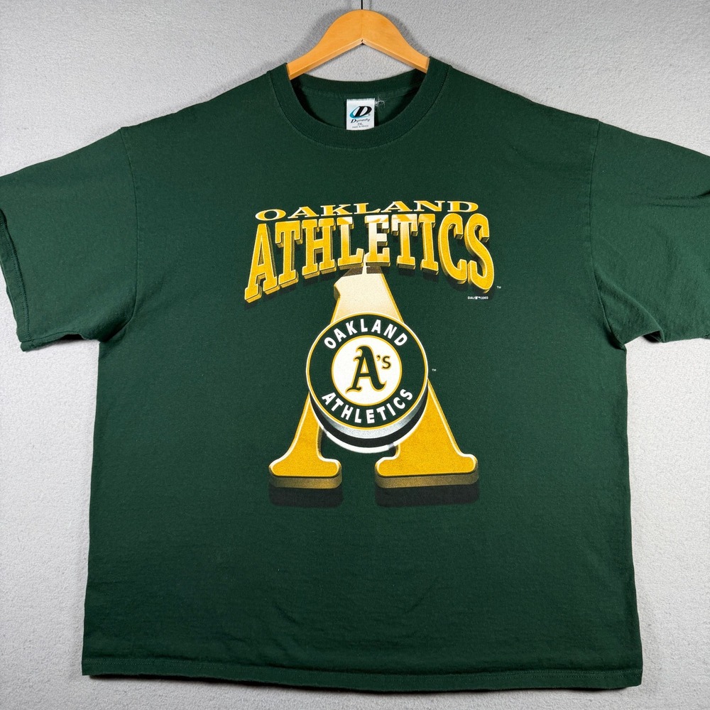 Vintage Oakland Athletics MLB T-Shirt Dynasty Green 2XL 2002 Graphic Tee Mens